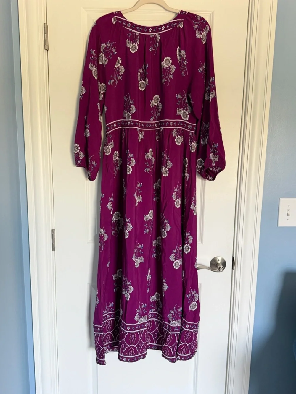 New! Loft Plum Caspia Floral Puff Sleeve Button Midi Dress Size 10 54513 - Picture 8 of 16